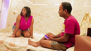 Hotel fun with curvy indian partner