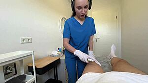 He came twice on the massage table during handjob and blowjob