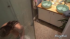 busty kecy showers her tits