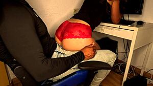 latina teen sits on my lap and gets a creampie after