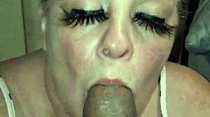 Slut sucks bbc and swallows every drop