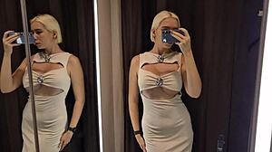 Sexy clothes try on haul in public fitting room