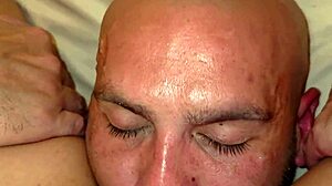 Slut spits on guy licking her pussy