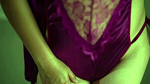 big ass indian girl masturbates in purple satin lingerie