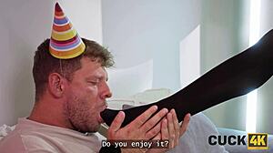 Cuck4k kiss my foot and lick my warm pussy