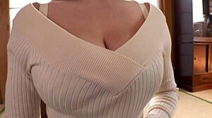 Beautiful busty japanese milf shows her huge natural tits