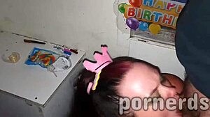 bbw birthday bukkake blowbang with plump tits
