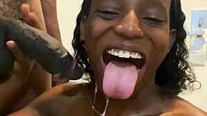 Slim Sexy Leilani Gives Sloppy Blowjob Catches Mouth Full Of Cum