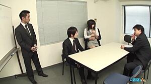 the shy secretary is the object of love and affection from the whole gangbang office