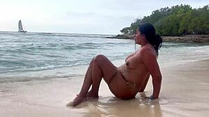 Hot sex on a nudist beach with melani latina
