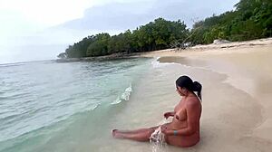 Hot sex on a nudist beach with melani latina