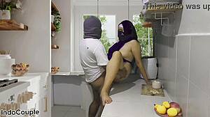 cheating wife has sex in kitchen while husband waits