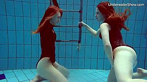 diana and simonna swim nude in the pool