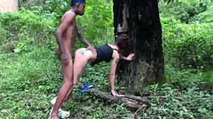 He invited me to eat fruit but ended up eating my pussy in the woods