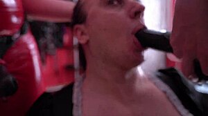 two dominatrixes in latex fucked the maid in all holes