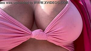 Artemisia love walks outdoors showing her beautiful tits
