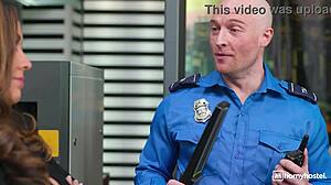 ebony traveler and busty brunette get searched and fucked by tsa agent