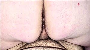 thick white bbw milf spreads big butt for creampie