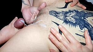 Tattooed girlfriend shared with best friend in threesome at club