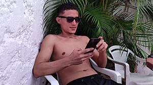Madrastra at pool with young man