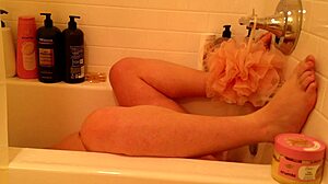 curvy pregnant woman relaxes in bathroom with natural curves