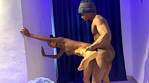 Fucked my skinny african roommate during workout