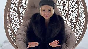 An Elegant Obedient Fur Wrapped Whore In Beret Craves Owners Directive
