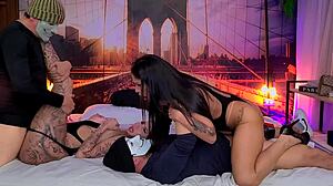 curvy colombian in costume takes thick cock in her big ass