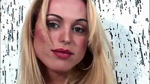 Blonde ts with big boobs jerks off
