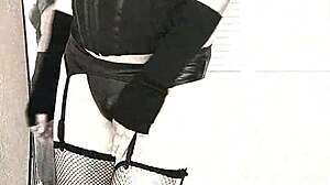 Kandi kane showcases latex and leather boots in a performance video compilation