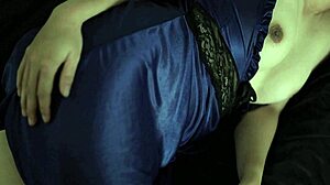 indonesian girl in satin dress masturbates while cleaning