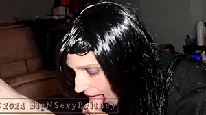 big n sexy britney goes goth. goth chick blowjob and huge facial