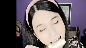 Pretty tgirl danithecutie gets slutty with fun candies