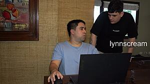 he fucked her next to her husband working