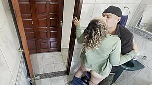 neighbor enters the bathroom and gets close