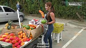 Latina fruit vendor approached outdoors she agrees to leave with him what happens next is wild