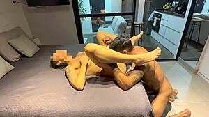 hotwife brazilian fucks neighbor on condo balcony