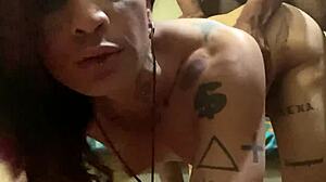 redhead with tattoo fucked up on the floor