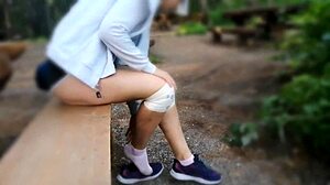 Outdoor foot fetish session with toes and legs