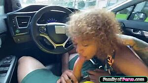 Latina Stepniece Gives Deep Blowjob Outside
