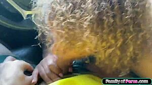Latina Stepniece Gives Deep Blowjob Outside