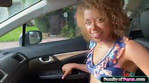 Latina Stepniece Gives Deep Blowjob Outside