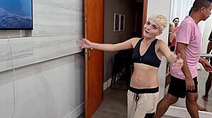 backstage brazilian slut takes big cock in ass