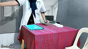 arabic doctor allowing her patient to touch