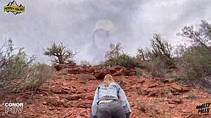 Huge Ass Blonde Gets Creampie Fucking In The Desert