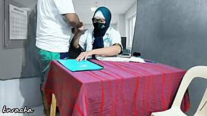 arabic doctor allowing her patient to touch