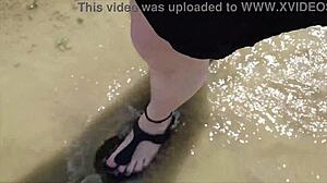 Outdoor barefoot in black birkenstocks