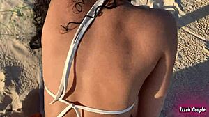 Brazilian couple has first beach sex and he finishes inside