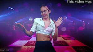 dancing to electronic music in a club with pigtails