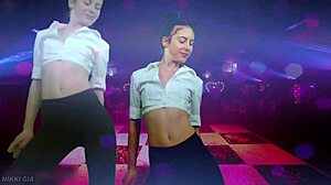 dancing to electronic music in a club with pigtails